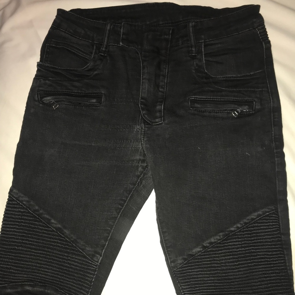 Balmain skinny biker jeans distressed denim Sz 32